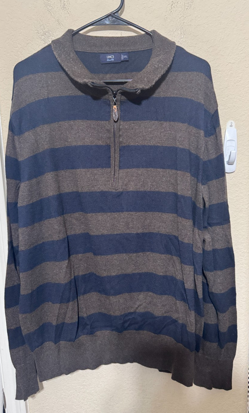Lincs David Chu Pullover Golf Sweater Men's sz XXL 1/4 zip Cotton Angora blend
